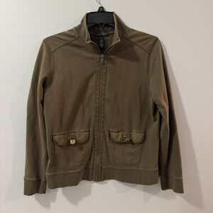 Lauren Ralph Lauren Army Green Jacket Pockets Size Medium  Women's Utility Field